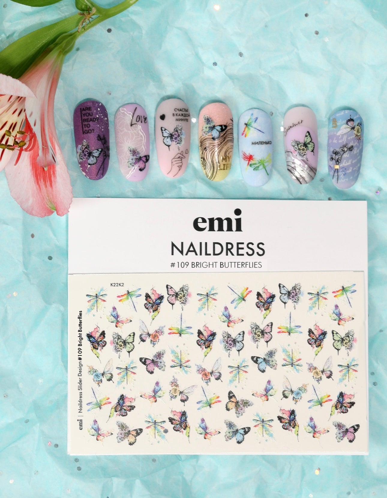 Naildress Slider Design #109 Bright Butterflies